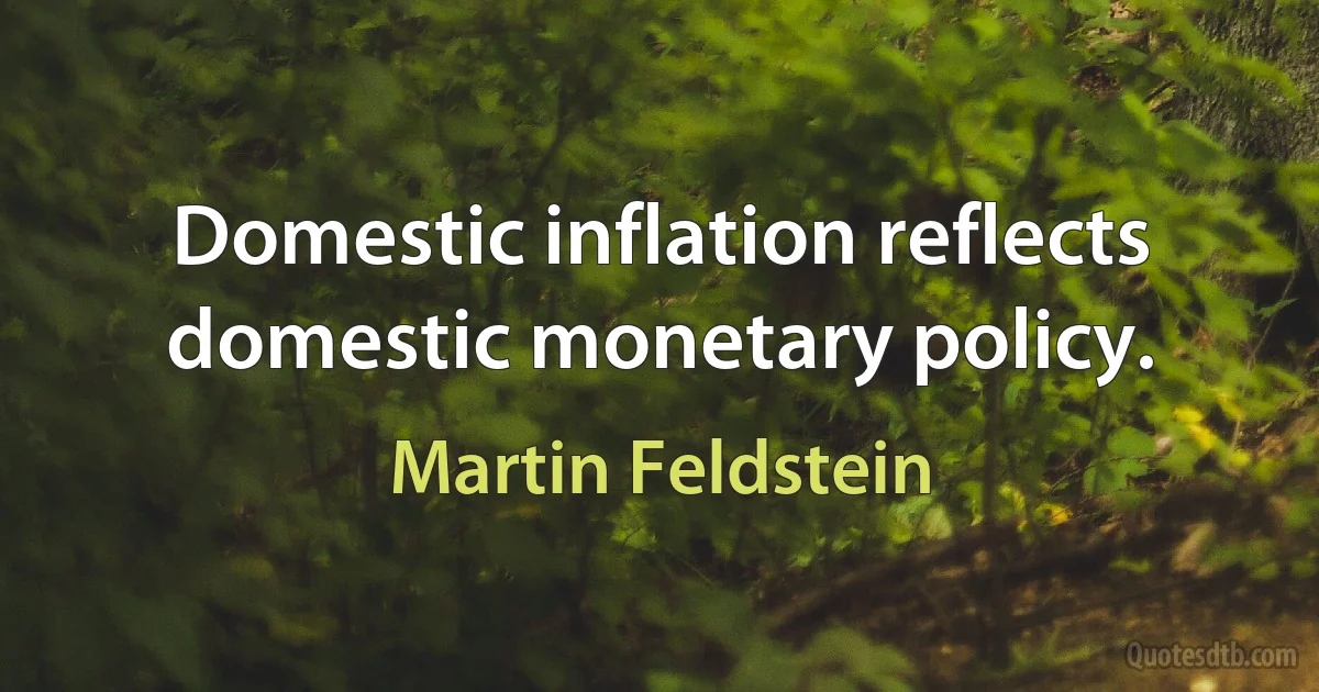 Domestic inflation reflects domestic monetary policy. (Martin Feldstein)