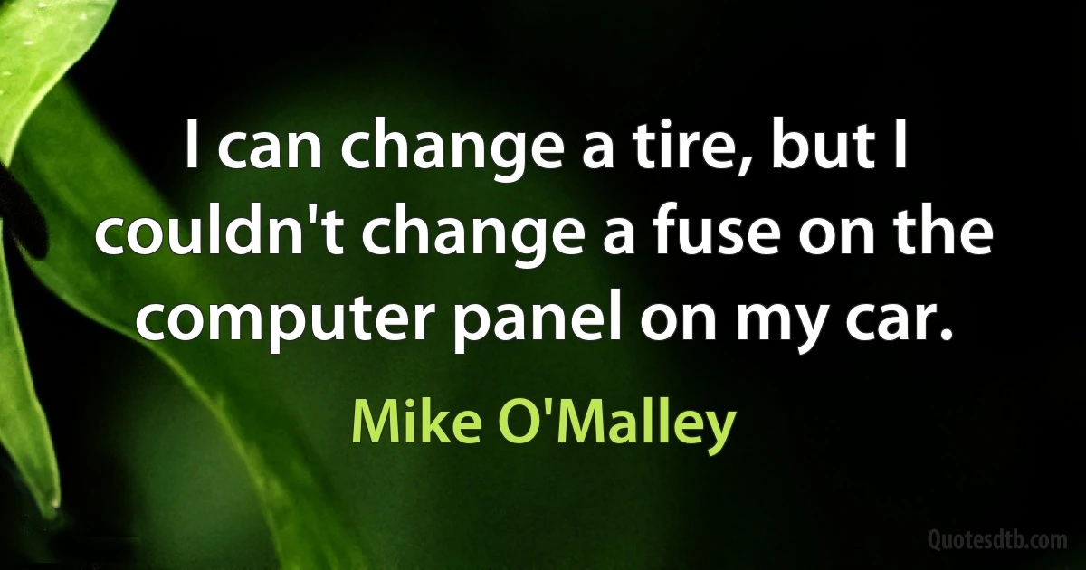 I can change a tire, but I couldn't change a fuse on the computer panel on my car. (Mike O'Malley)