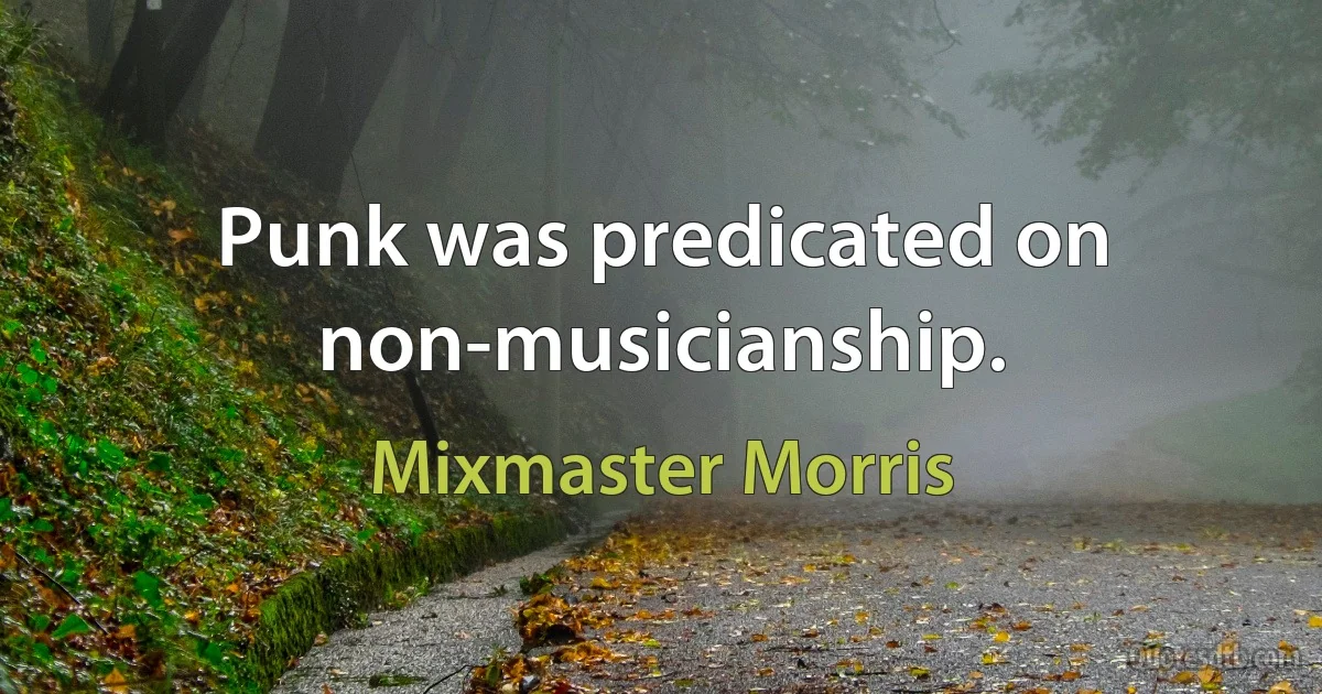 Punk was predicated on non-musicianship. (Mixmaster Morris)