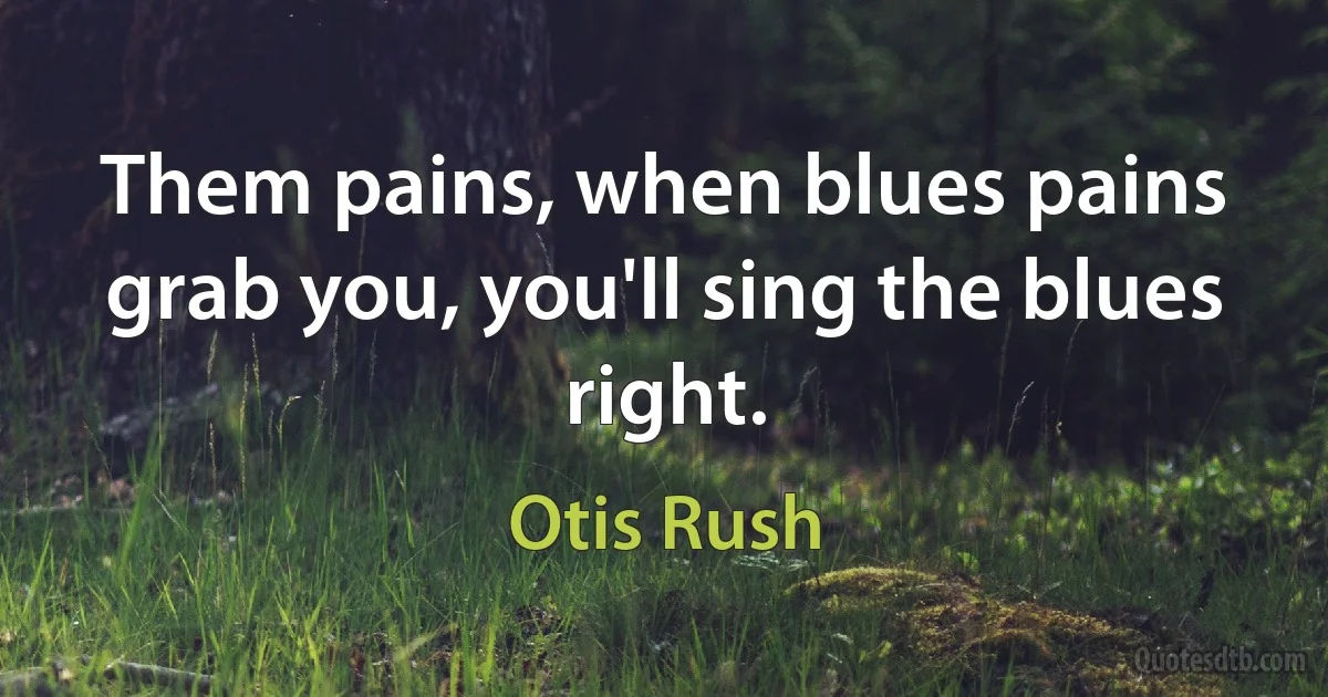 Them pains, when blues pains grab you, you'll sing the blues right. (Otis Rush)