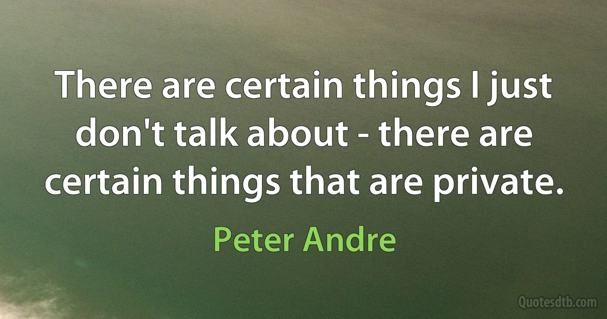 There are certain things I just don't talk about - there are certain things that are private. (Peter Andre)