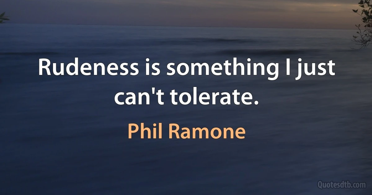 Rudeness is something I just can't tolerate. (Phil Ramone)