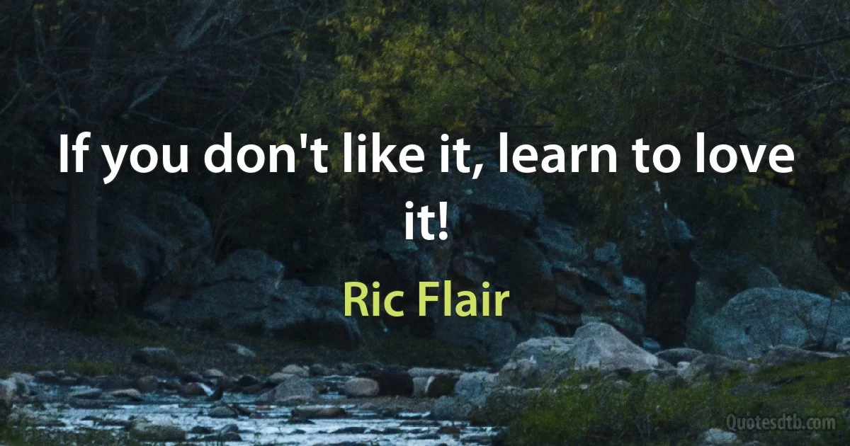 If you don't like it, learn to love it! (Ric Flair)