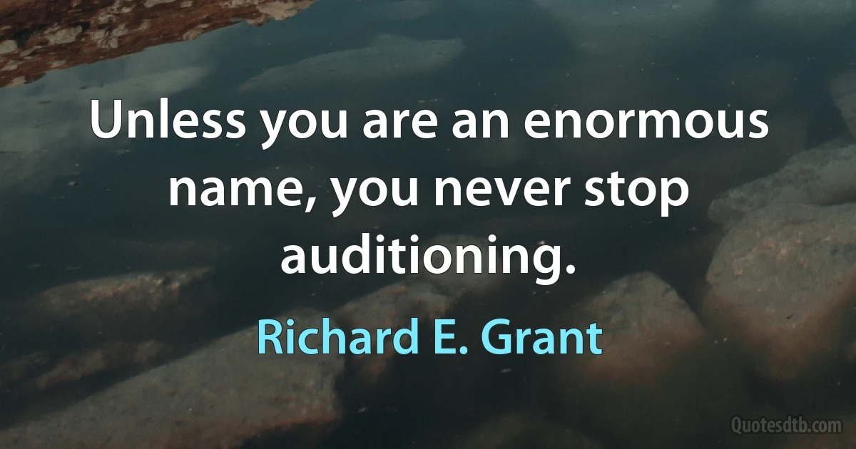 Unless you are an enormous name, you never stop auditioning. (Richard E. Grant)