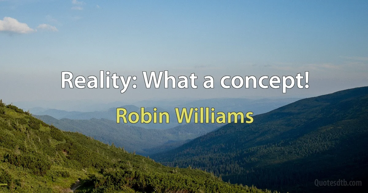 Reality: What a concept! (Robin Williams)