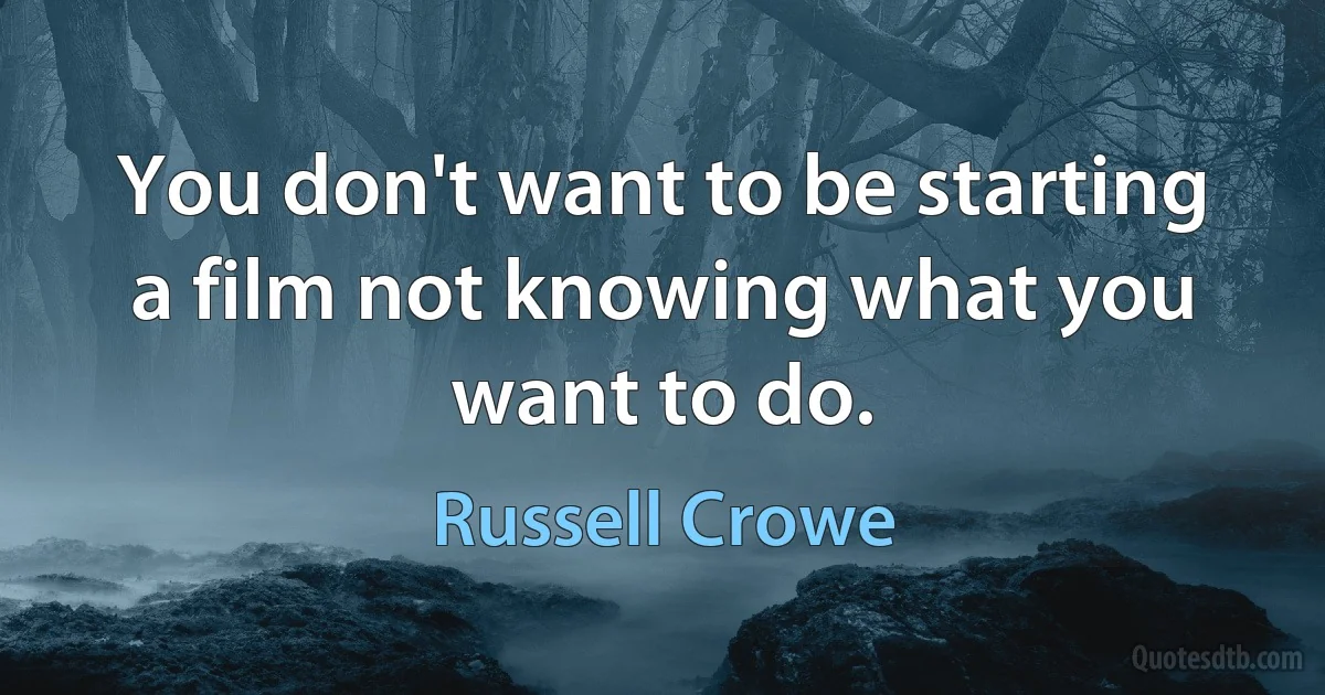 You don't want to be starting a film not knowing what you want to do. (Russell Crowe)