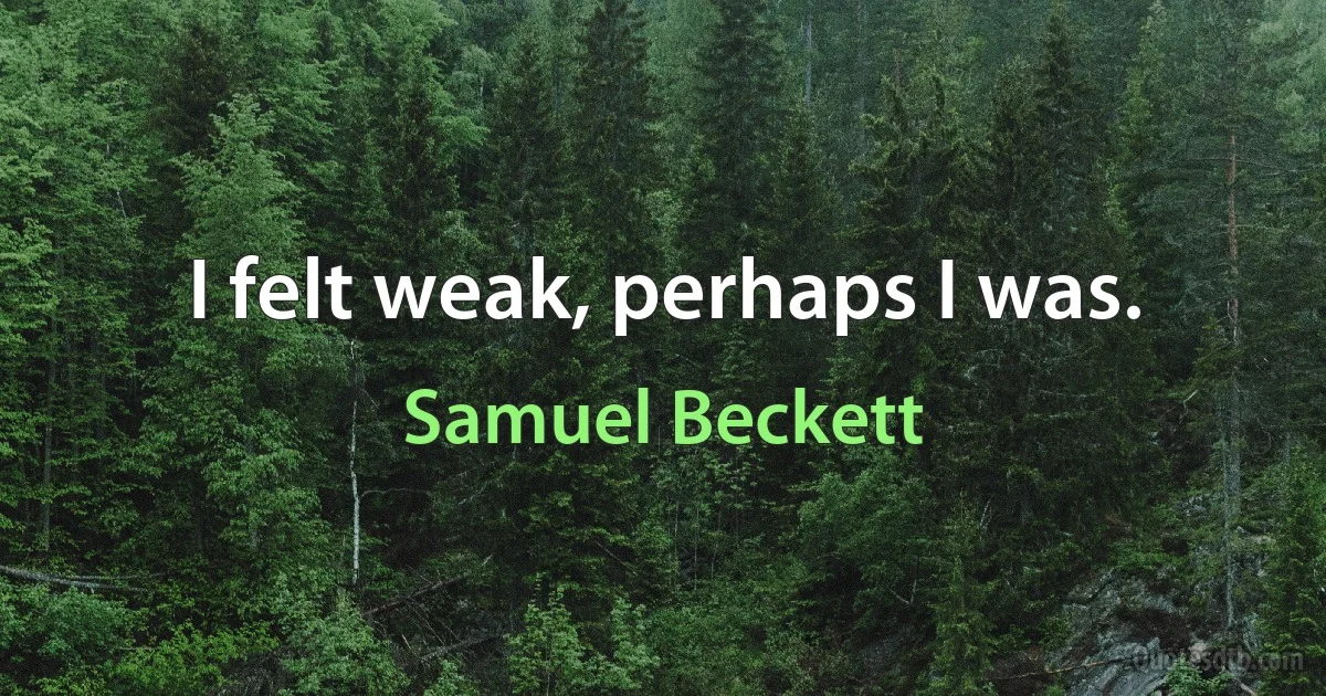 I felt weak, perhaps I was. (Samuel Beckett)