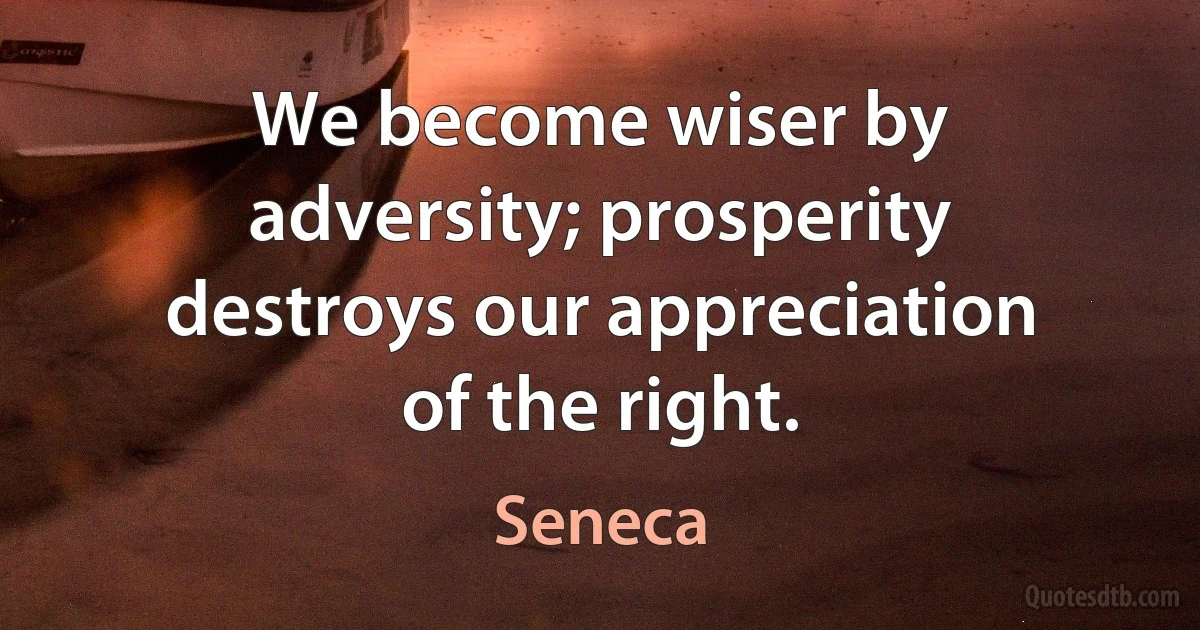 We become wiser by adversity; prosperity destroys our appreciation of the right. (Seneca)