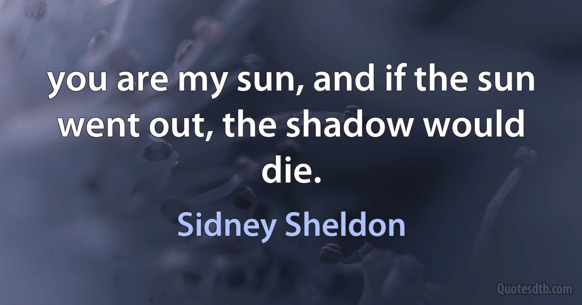 you are my sun, and if the sun went out, the shadow would die. (Sidney Sheldon)