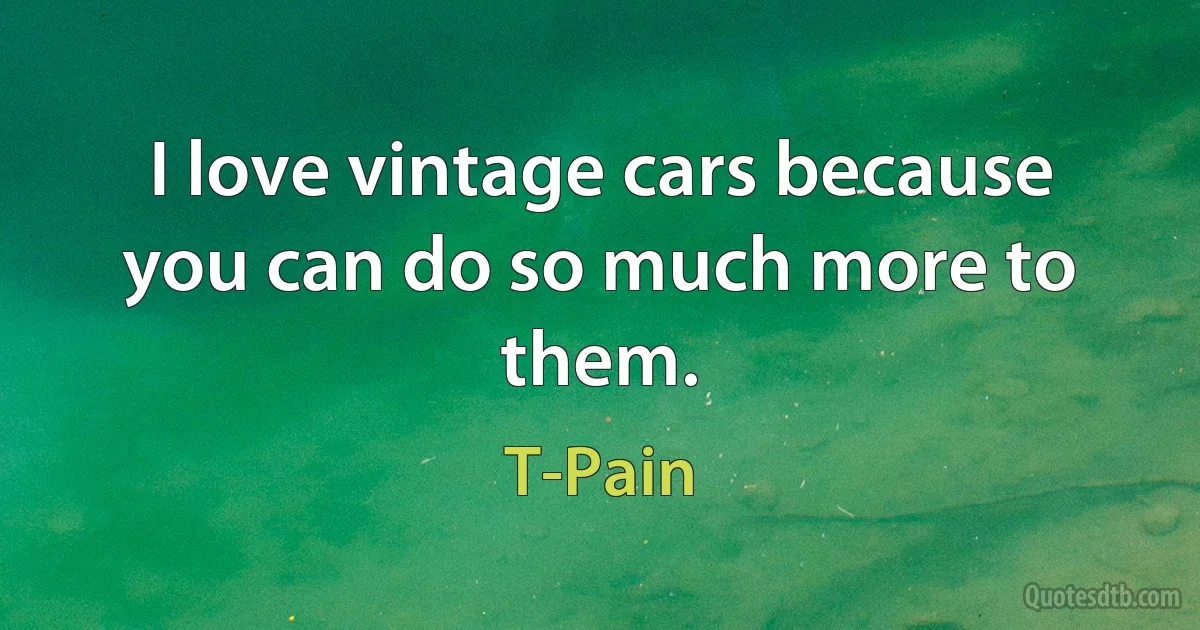 I love vintage cars because you can do so much more to them. (T-Pain)