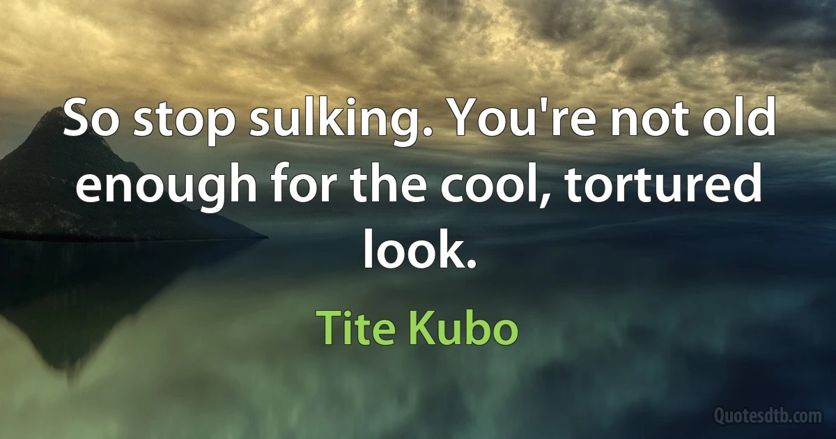 So stop sulking. You're not old enough for the cool, tortured look. (Tite Kubo)