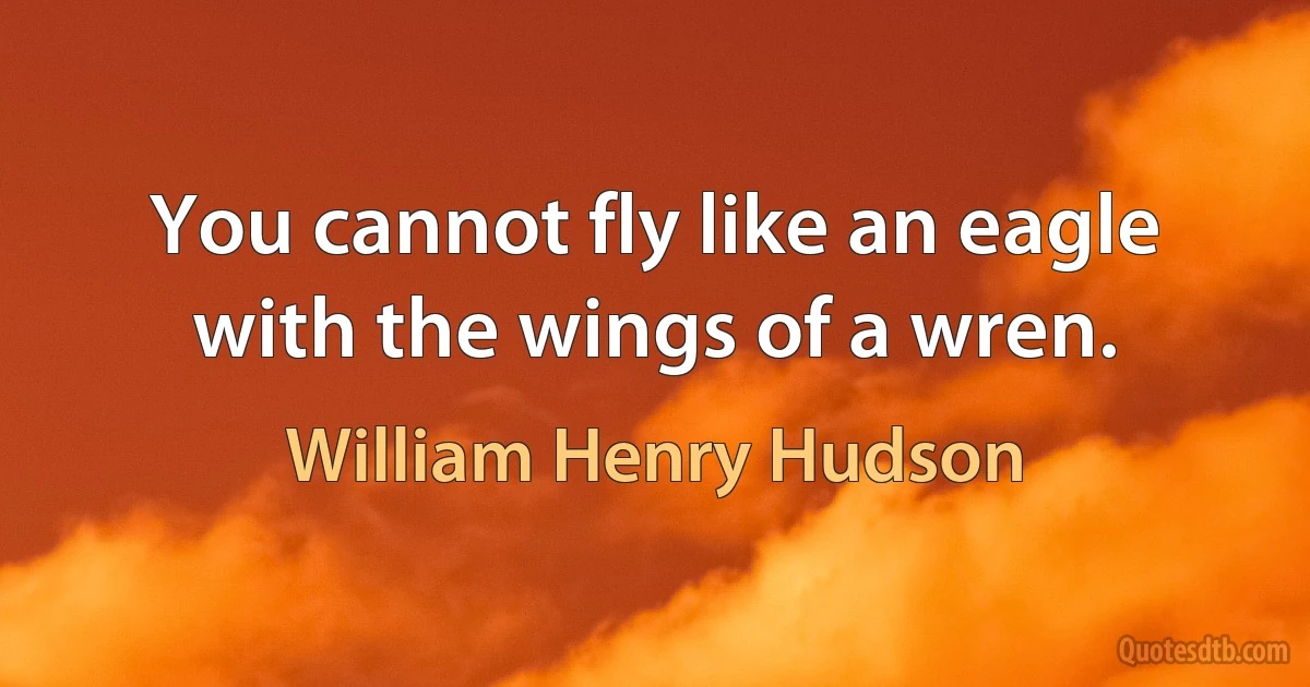 You cannot fly like an eagle with the wings of a wren. (William Henry Hudson)