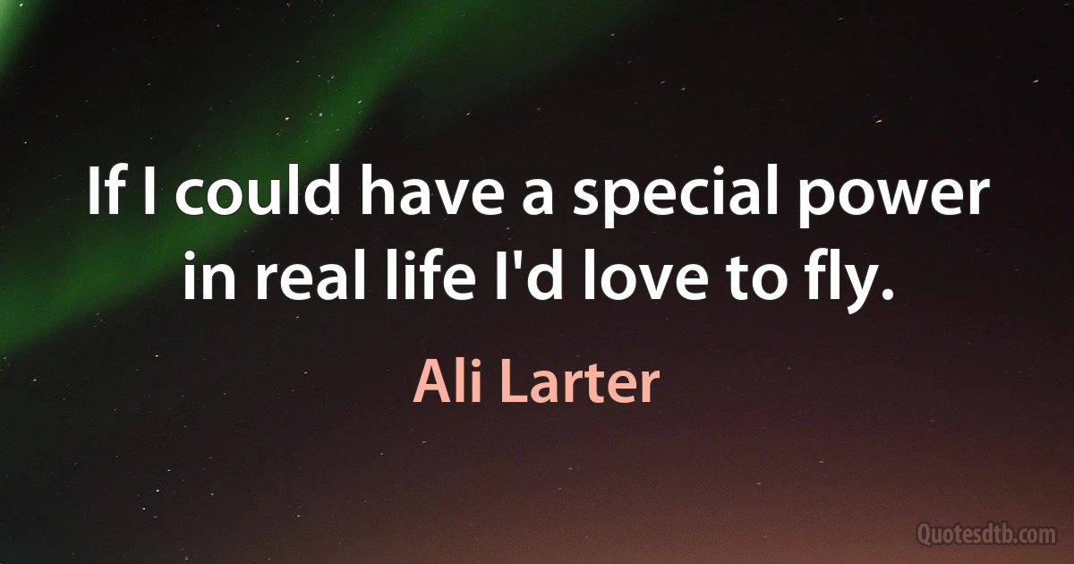 If I could have a special power in real life I'd love to fly. (Ali Larter)