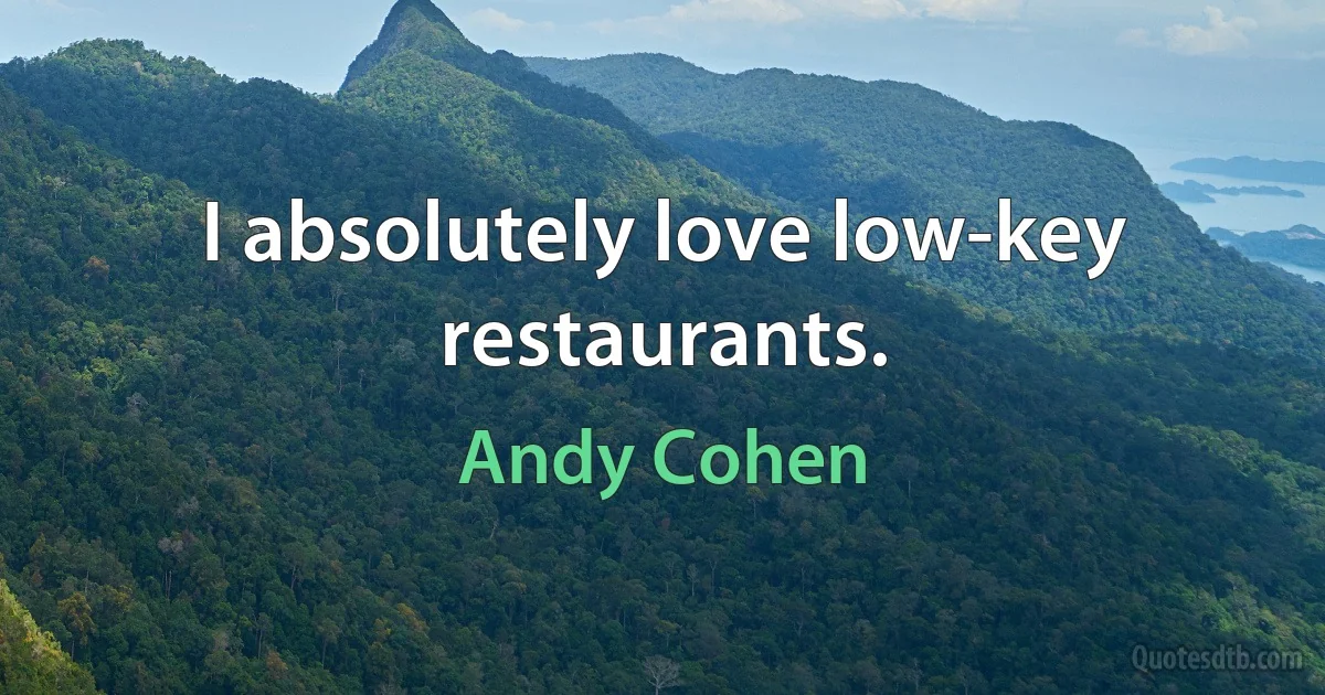 I absolutely love low-key restaurants. (Andy Cohen)