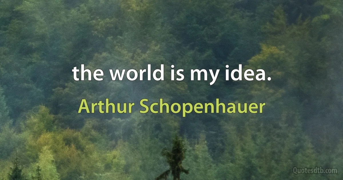 the world is my idea. (Arthur Schopenhauer)