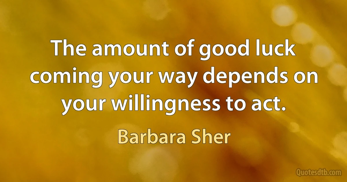 The amount of good luck coming your way depends on your willingness to act. (Barbara Sher)