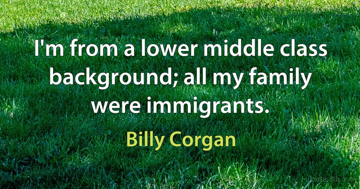 I'm from a lower middle class background; all my family were immigrants. (Billy Corgan)