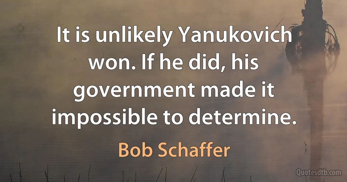 It is unlikely Yanukovich won. If he did, his government made it impossible to determine. (Bob Schaffer)