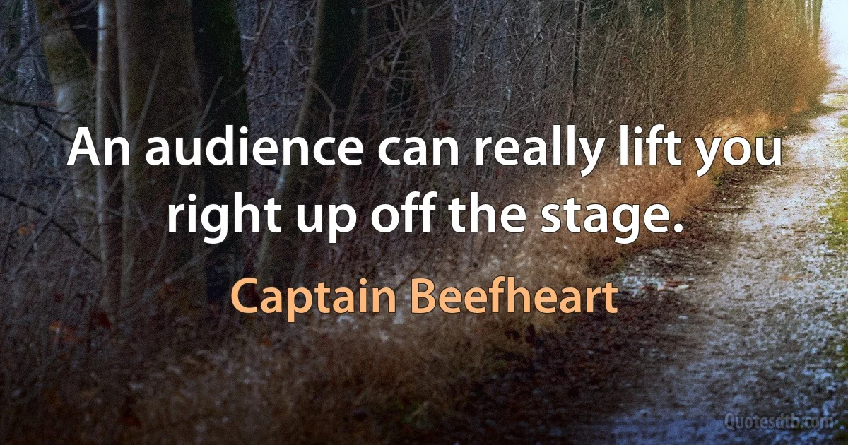 An audience can really lift you right up off the stage. (Captain Beefheart)