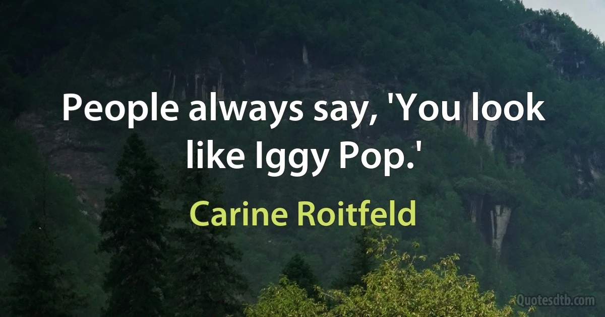 People always say, 'You look like Iggy Pop.' (Carine Roitfeld)