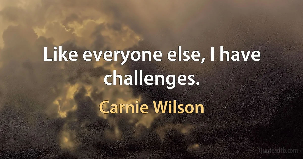 Like everyone else, I have challenges. (Carnie Wilson)