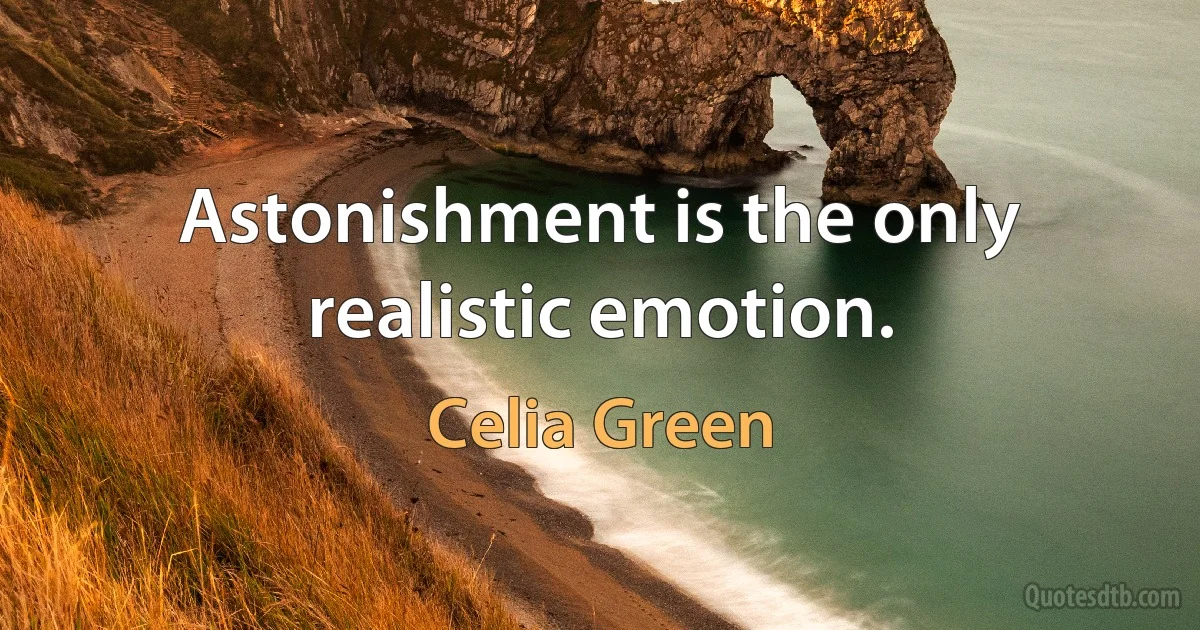 Astonishment is the only realistic emotion. (Celia Green)