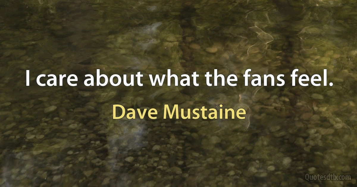 I care about what the fans feel. (Dave Mustaine)