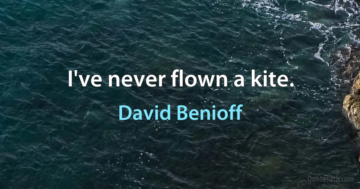 I've never flown a kite. (David Benioff)