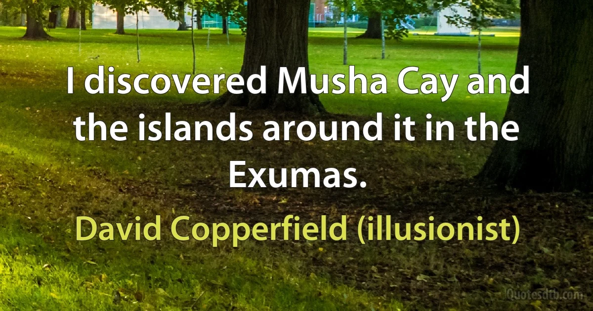 I discovered Musha Cay and the islands around it in the Exumas. (David Copperfield (illusionist))