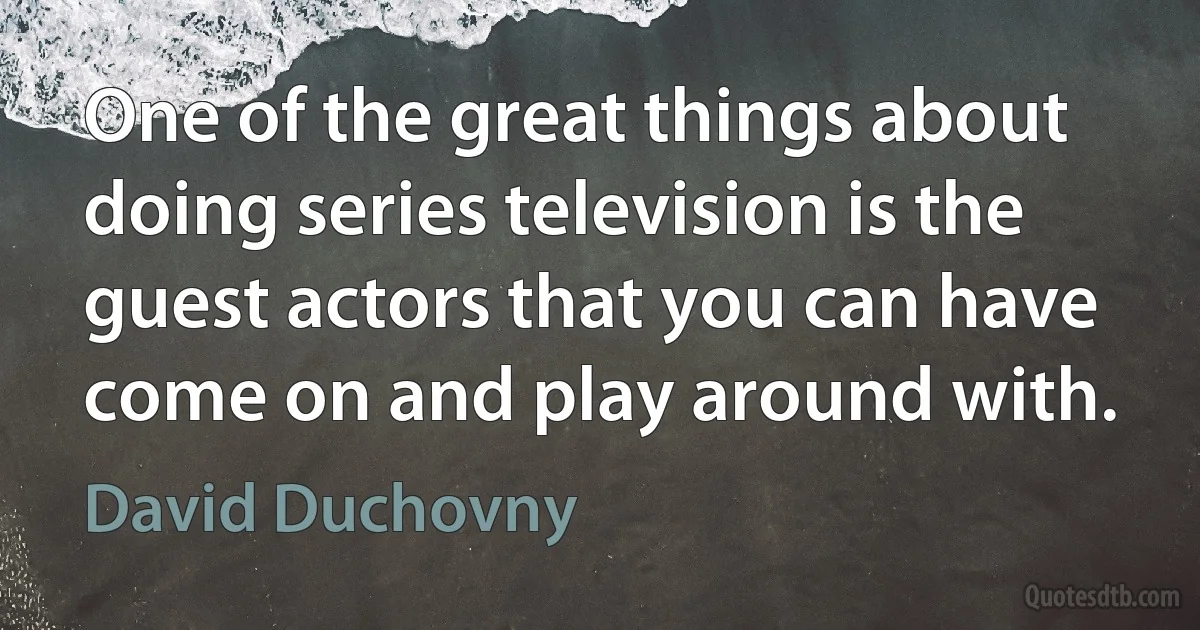 One of the great things about doing series television is the guest actors that you can have come on and play around with. (David Duchovny)