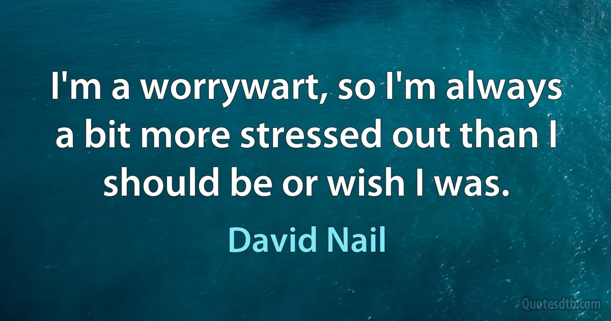 I'm a worrywart, so I'm always a bit more stressed out than I should be or wish I was. (David Nail)