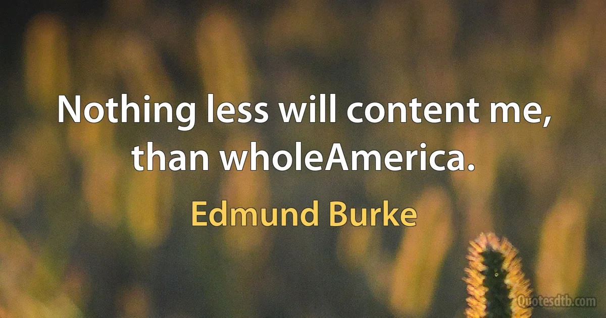 Nothing less will content me, than wholeAmerica. (Edmund Burke)