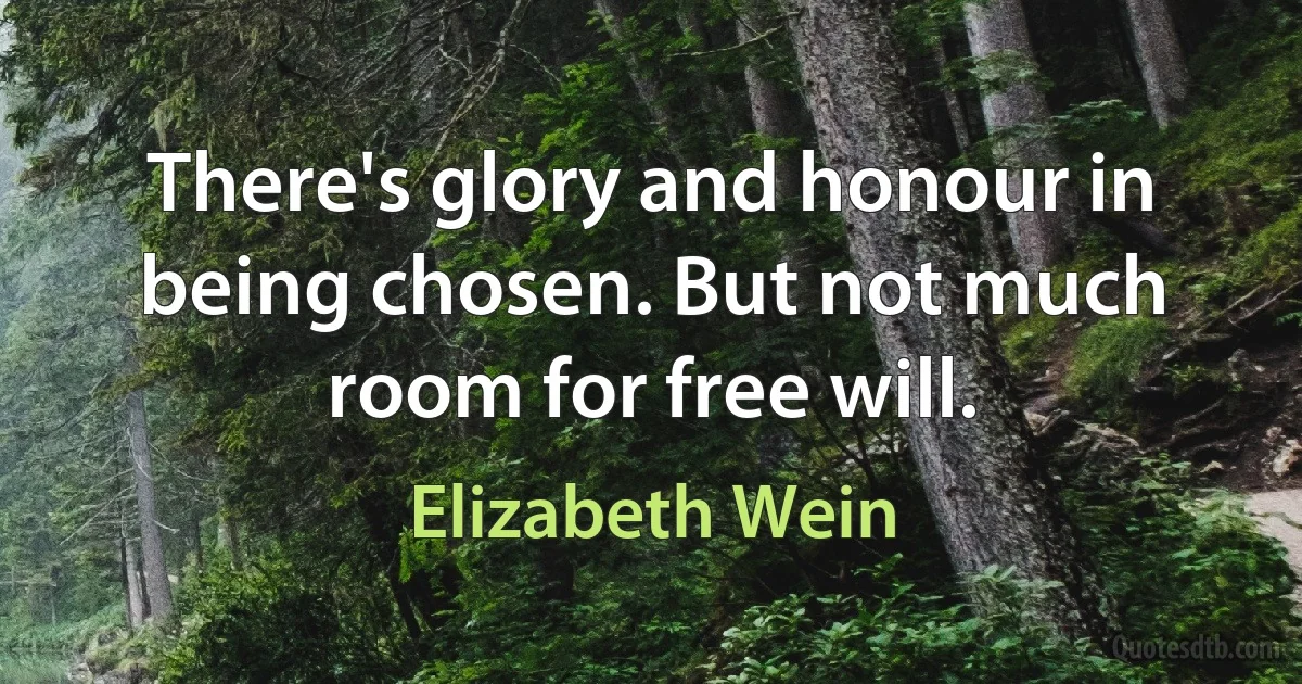 There's glory and honour in being chosen. But not much room for free will. (Elizabeth Wein)