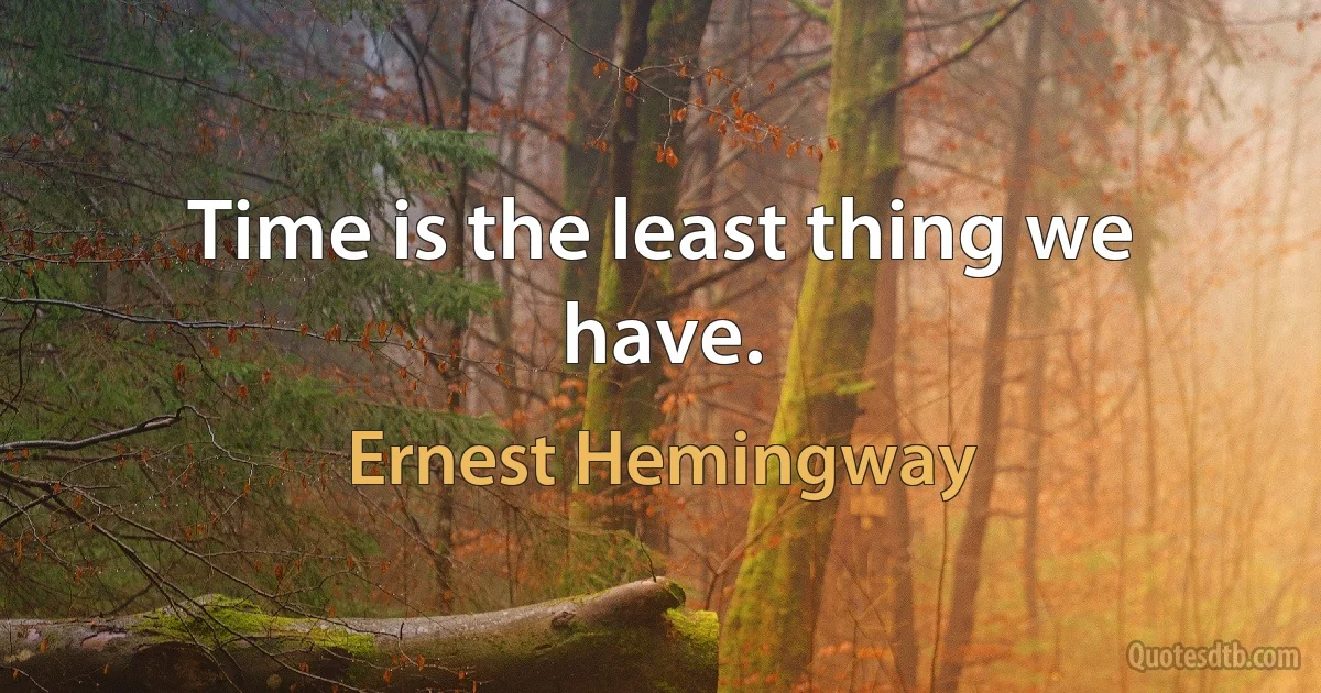 Time is the least thing we have. (Ernest Hemingway)