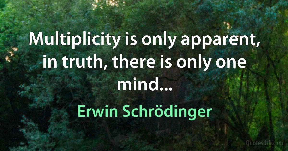 Multiplicity is only apparent, in truth, there is only one mind... (Erwin Schrödinger)