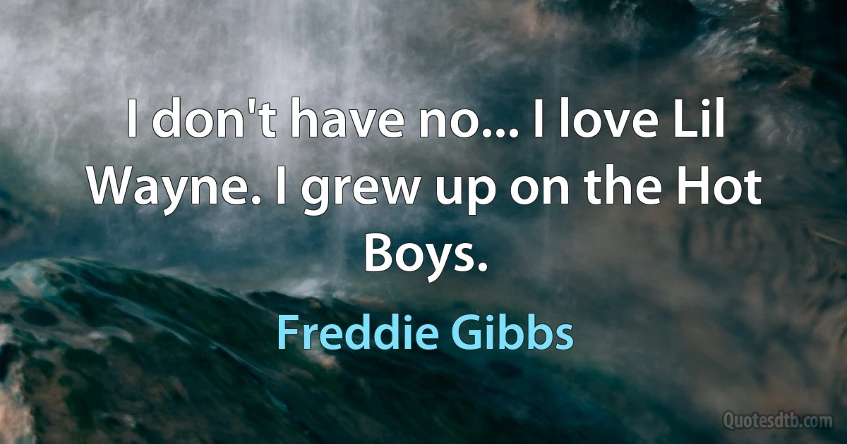 I don't have no... I love Lil Wayne. I grew up on the Hot Boys. (Freddie Gibbs)