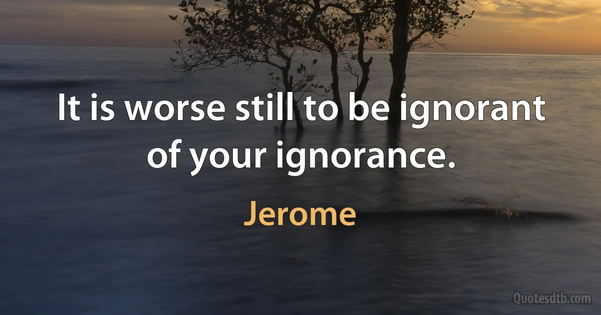 It is worse still to be ignorant of your ignorance. (Jerome)