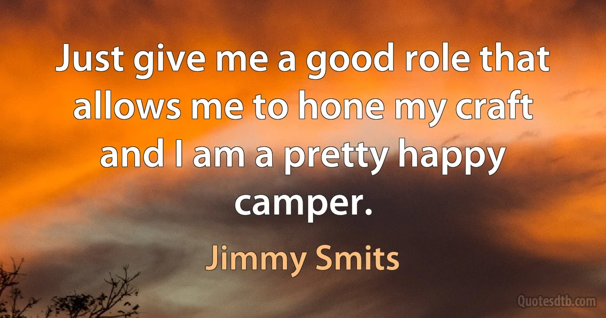 Just give me a good role that allows me to hone my craft and I am a pretty happy camper. (Jimmy Smits)