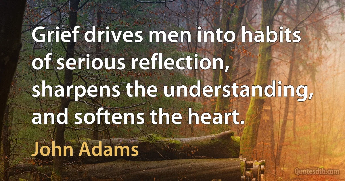 Grief drives men into habits of serious reflection, sharpens the understanding, and softens the heart. (John Adams)