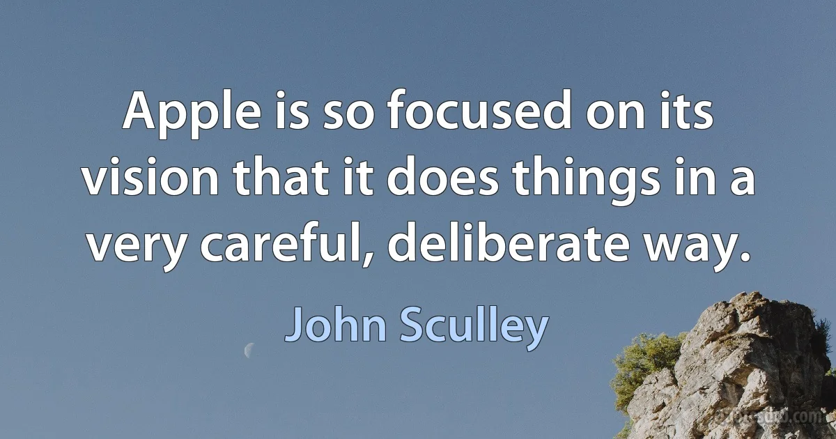 Apple is so focused on its vision that it does things in a very careful, deliberate way. (John Sculley)