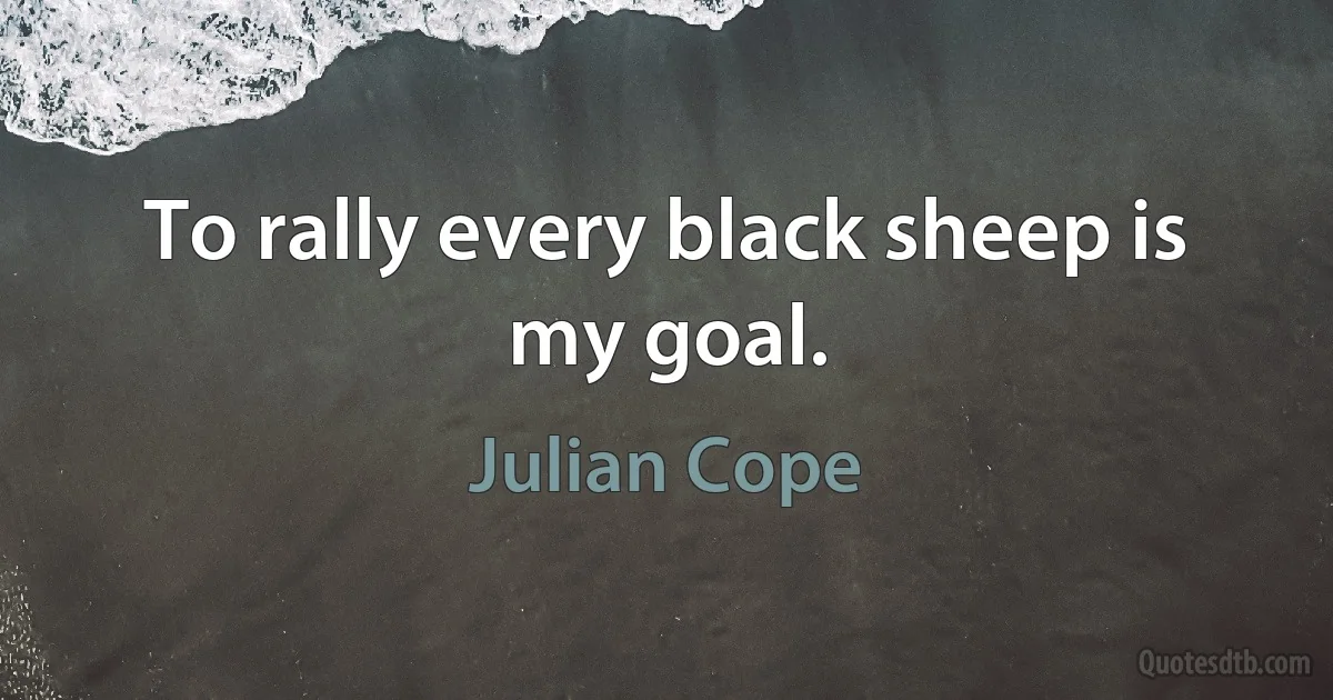 To rally every black sheep is my goal. (Julian Cope)