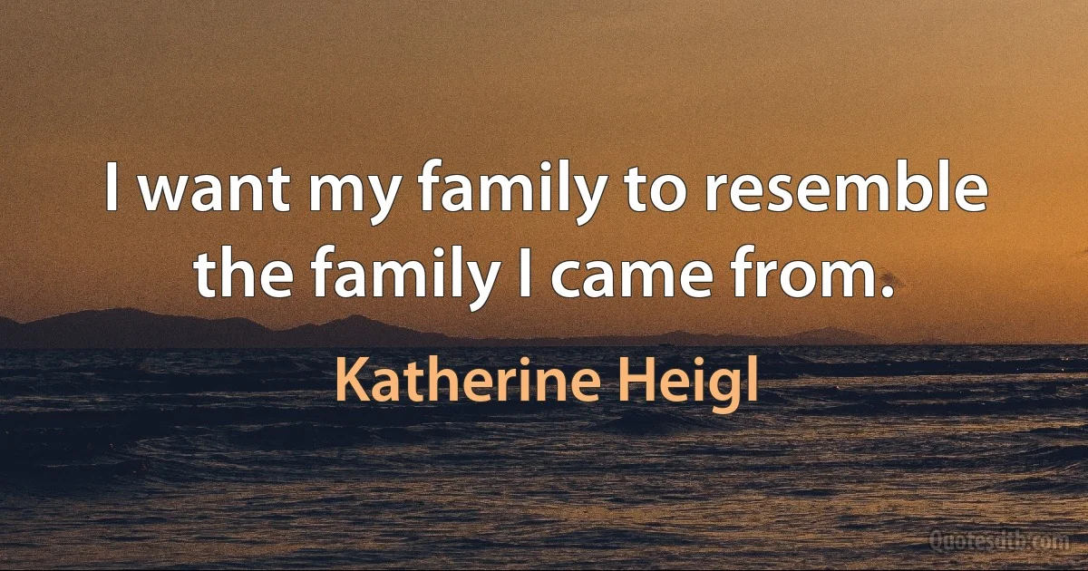 I want my family to resemble the family I came from. (Katherine Heigl)