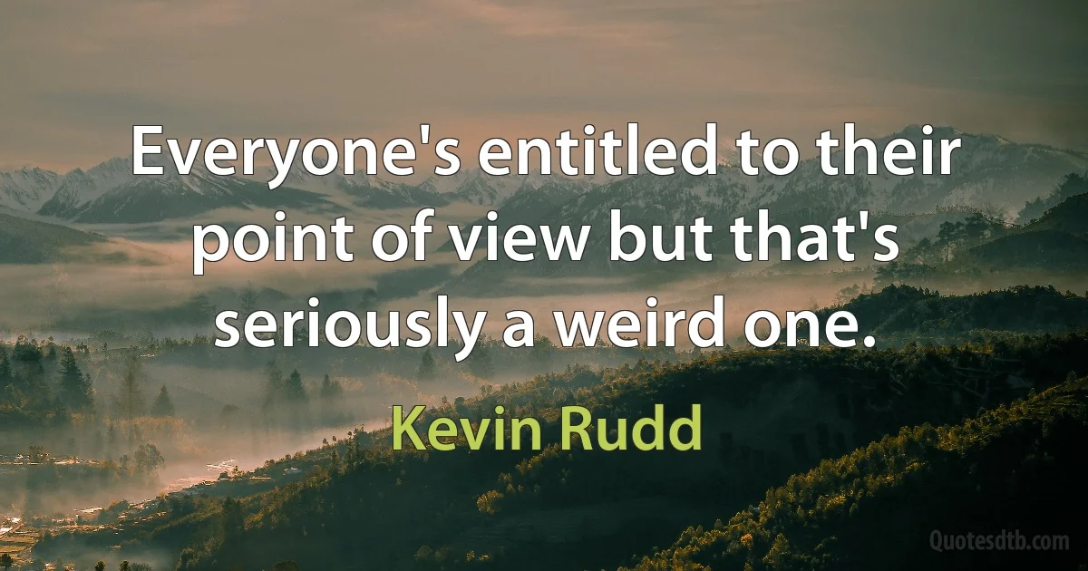 Everyone's entitled to their point of view but that's seriously a weird one. (Kevin Rudd)