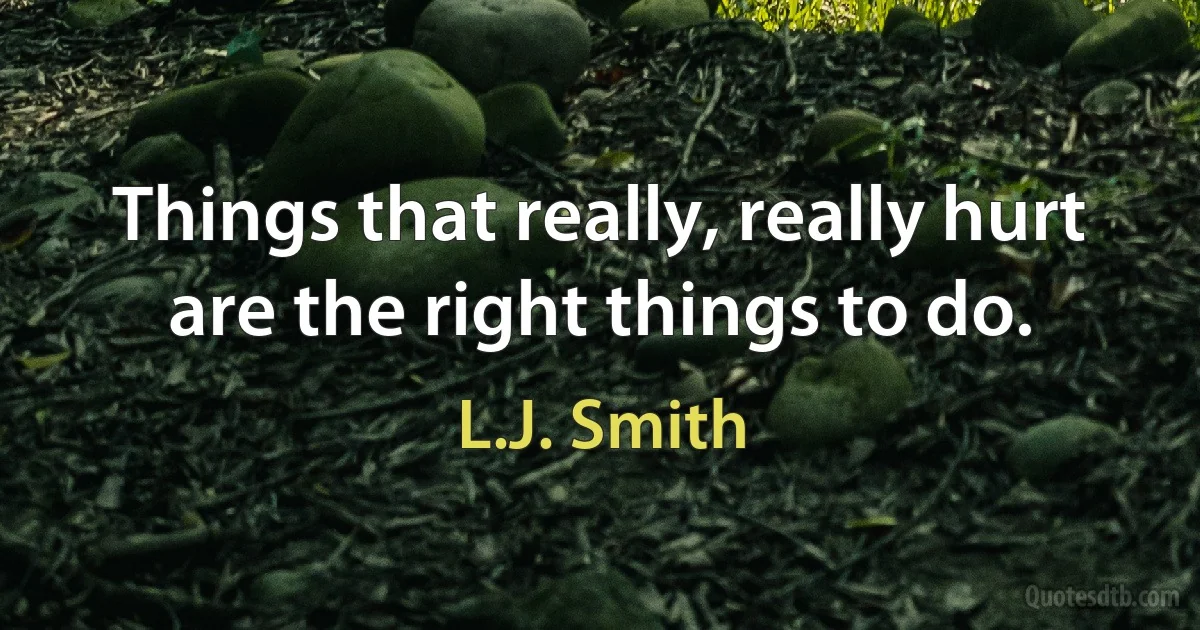 Things that really, really hurt are the right things to do. (L.J. Smith)