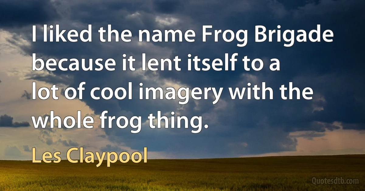 I liked the name Frog Brigade because it lent itself to a lot of cool imagery with the whole frog thing. (Les Claypool)