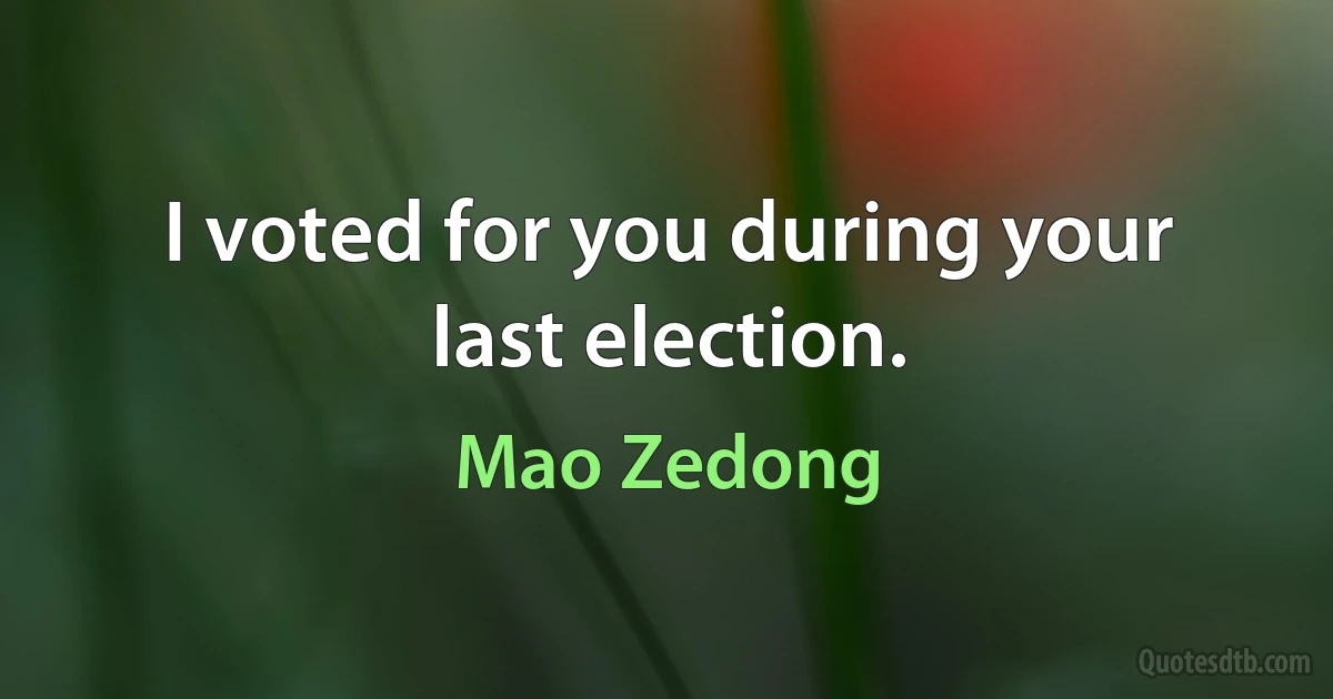 I voted for you during your last election. (Mao Zedong)