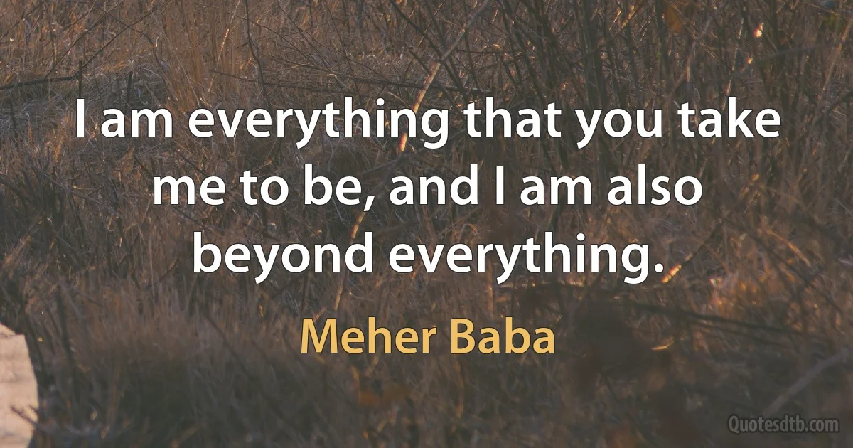 I am everything that you take me to be, and I am also beyond everything. (Meher Baba)