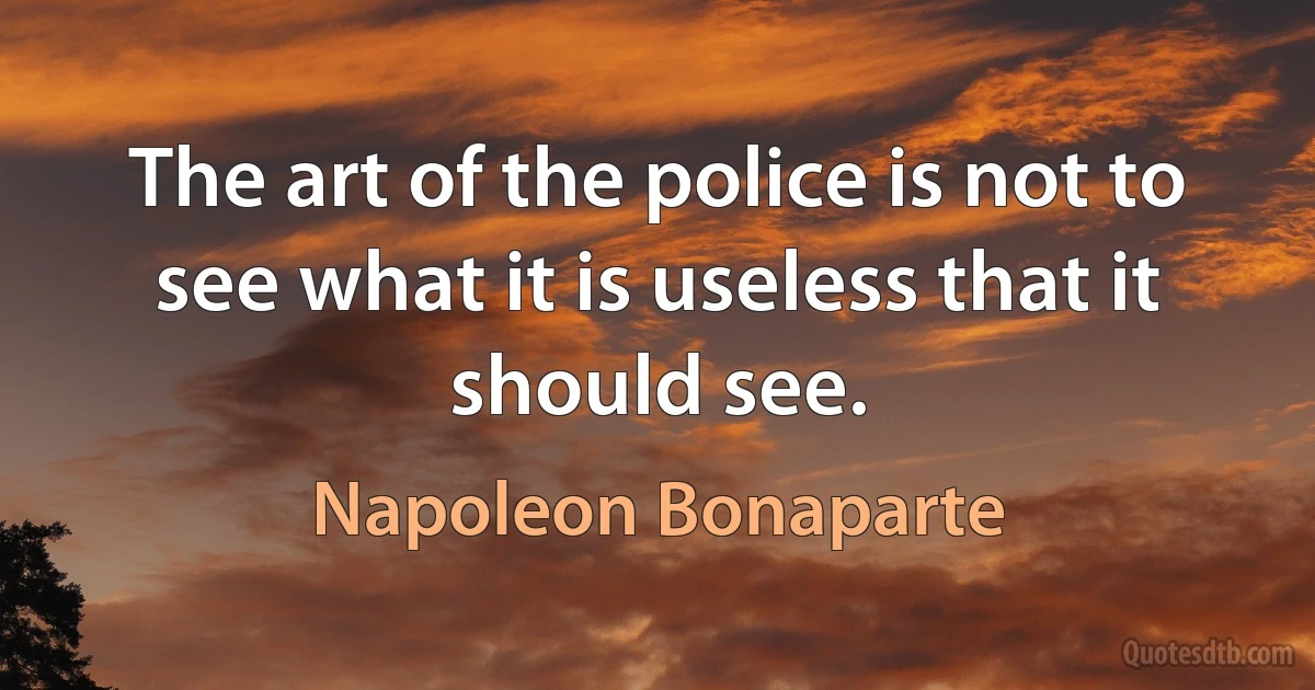 The art of the police is not to see what it is useless that it should see. (Napoleon Bonaparte)