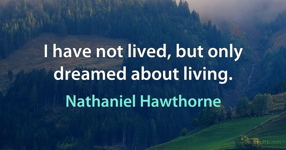 I have not lived, but only dreamed about living. (Nathaniel Hawthorne)