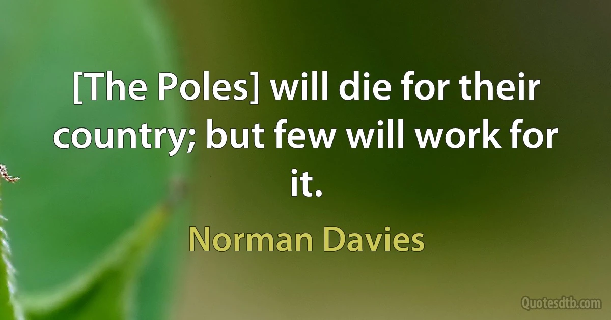 [The Poles] will die for their country; but few will work for it. (Norman Davies)